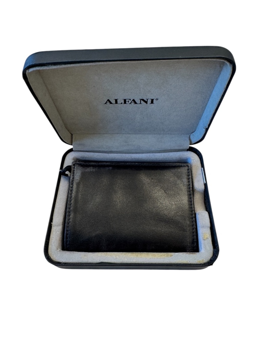 Vintage Mens Alfani Trifold Black Wallet Leather‎ designed modern style